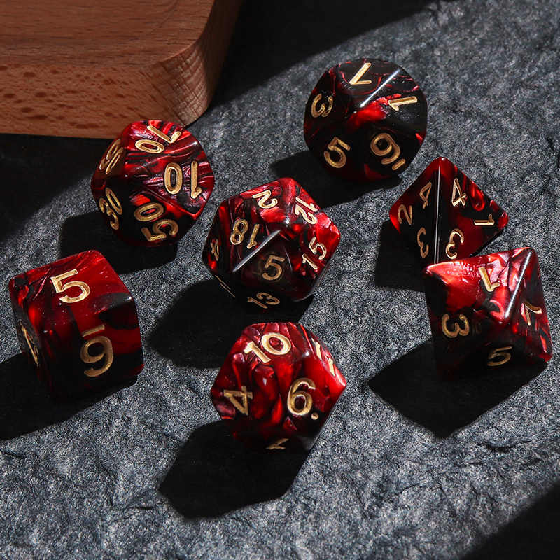 Board Game Ludo - Wielościenne kostki podwójne kolory czerwony czarny