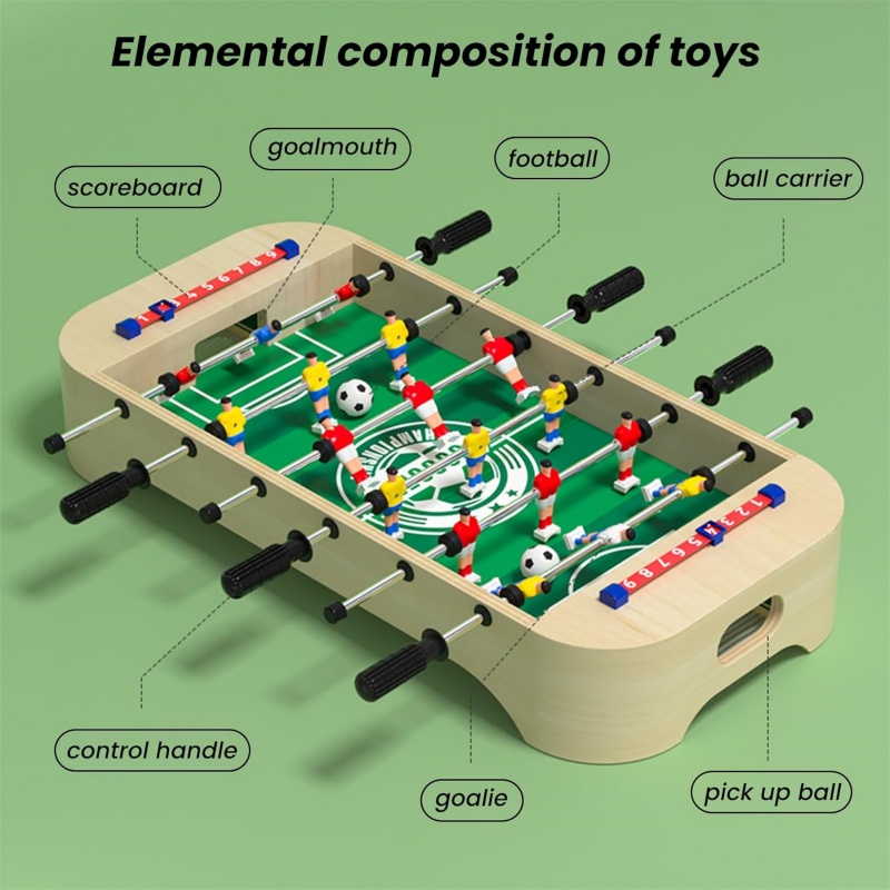 Board Game Football - Mini drewniany piłkarzyk stołowy, przenośny, składany,